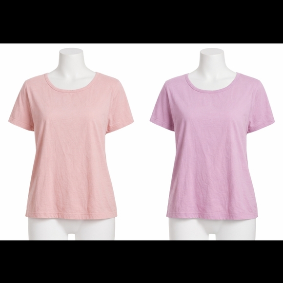 None Tops - 🌈Soft Pink Cotton Tee Duo – Comfy Everyday Essentials (XL)